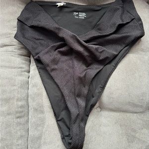 Aerie Shine Pique Twist High Cut Bikini Bottom